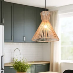 Lampadari Cucina-Selezionato da Mazzolaluce Lampadario a cono per cucina marrone in corda 35 cm