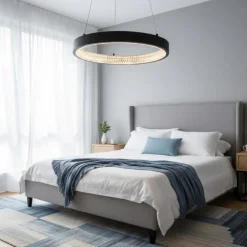 Lampadario Camera Da Letto-Selezionato da Mazzolaluce Lampadario ad anello nero 40cm cristalli led 30w 3000k