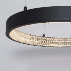 Lampadario Camera Da Letto-Selezionato da Mazzolaluce Lampadario ad anello nero 40cm cristalli led 30w 3000k
