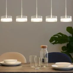 Lampadari Moderni-Perenz Illuminazione Lampadario aere perenz bianco 5 pendenti per sala da pranzo moderna