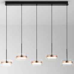 Lampadari Moderni-Perenz Illuminazione Lampadario aere perenz 5 pendenti oro rosa per sala da pranzo moderna