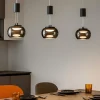 Lampadari Moderni-Selezionato da Mazzolaluce Lampadario a led tre luci per soggiorno nero vetri fume dimmerabile 3000k