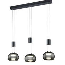 Lampadari Moderni-Selezionato da Mazzolaluce Lampadario a led tre luci per soggiorno nero vetri fume dimmerabile 3000k