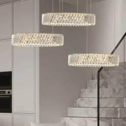 Lampadari Moderni-Selezionato da Mazzolaluce Lampadario 3 anelli di cristallo a sospensione per salotto