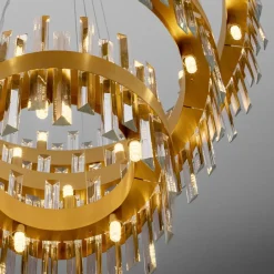 Lampadari Moderni-Selezionato da Mazzolaluce Lampadario anelli oro con cristalli trasparenti stile contemporaneo