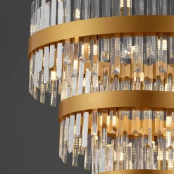 Lampadari Moderni-Selezionato da Mazzolaluce Lampadario anelli oro con cristalli trasparenti stile contemporaneo