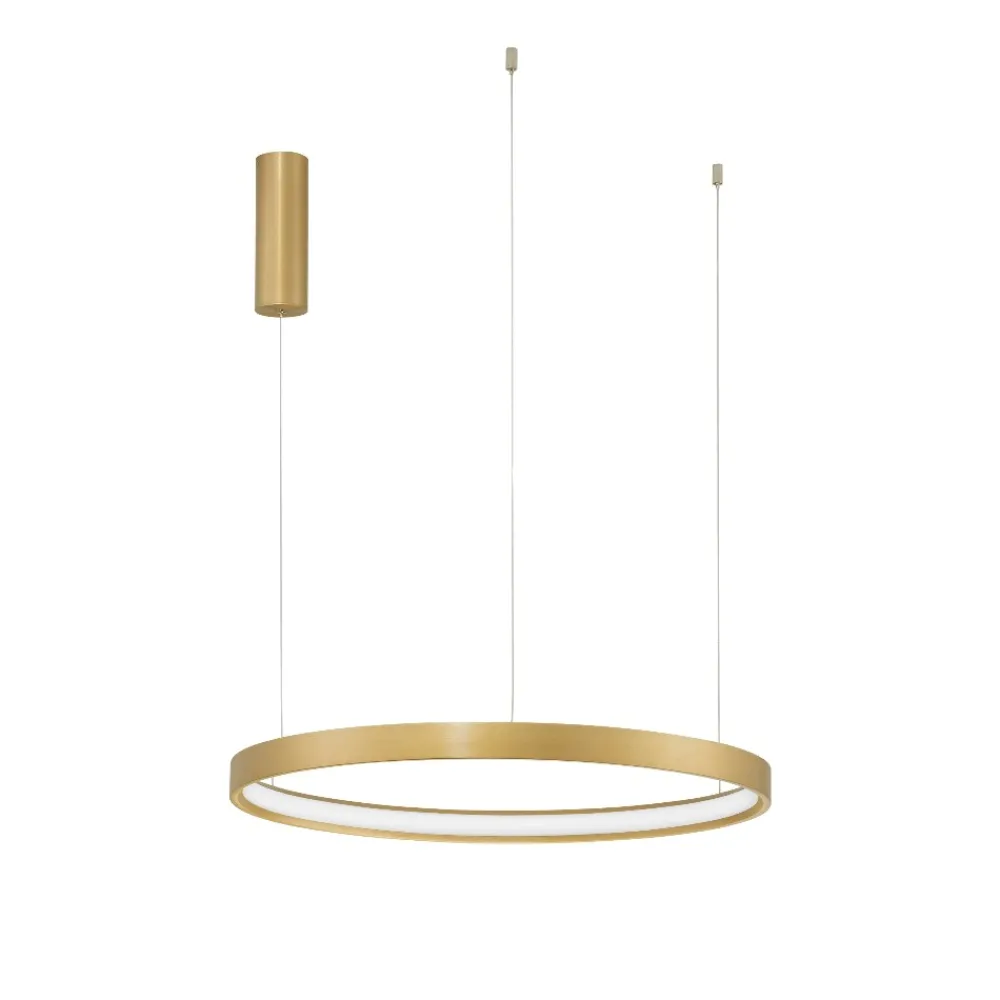 Lampadari Moderni-Selezionato da Mazzolaluce Lampadario anello a sospensione oro spazzolato led 40w 3000k moderno