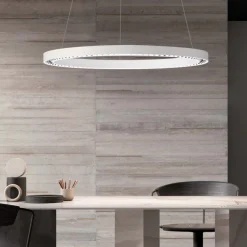 Lampadari Moderni-Selezionato da Mazzolaluce Lampadario anello bianco 65cm led 27w 3000k per ufficio