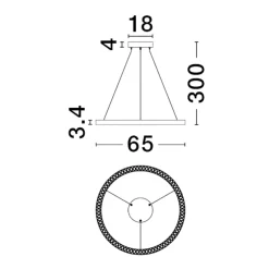 Lampadari Moderni-Selezionato da Mazzolaluce Lampadario anello bianco 65cm led 27w 3000k per ufficio