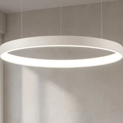 Lampadari Moderni-Selezionato da Mazzolaluce Lampadario anello bianco 100cm led 60w 2700k a 6000k dimmerabile