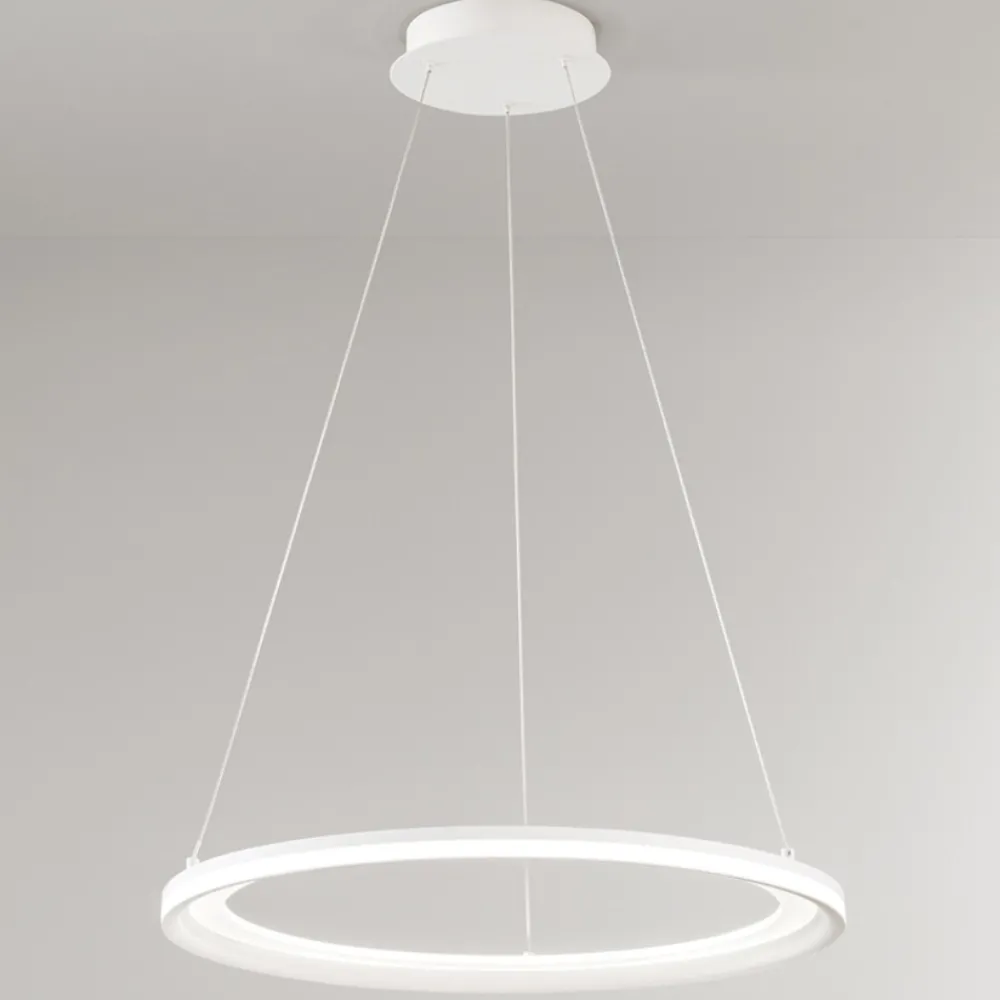 Lampadari Moderni-Perenz Illuminazione Lampadario anello bianco edge perenz led 66w 3000k per soggiorno