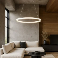 Lampadari Moderni-Perenz Illuminazione Lampadario anello bianco edge perenz led 66w 3000k per soggiorno