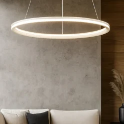 Lampadari Moderni-Perenz Illuminazione Lampadario anello bianco led 98w 3000k edge perenz design moderno
