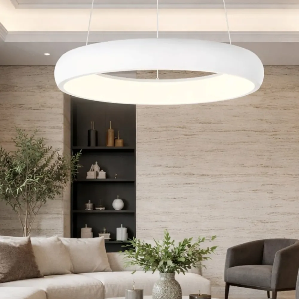 Lampadari Moderni-Selezionato da Mazzolaluce Lampadario anello 46cm bianco moderno led 29w 2300k 3000k 4000k dimmerabile
