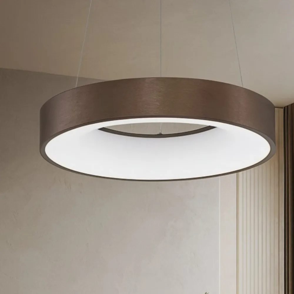 Lampadari Moderni-Selezionato da Mazzolaluce Lampadario anello 38 cm led 30w 3000k marrone dimmerabile moderno