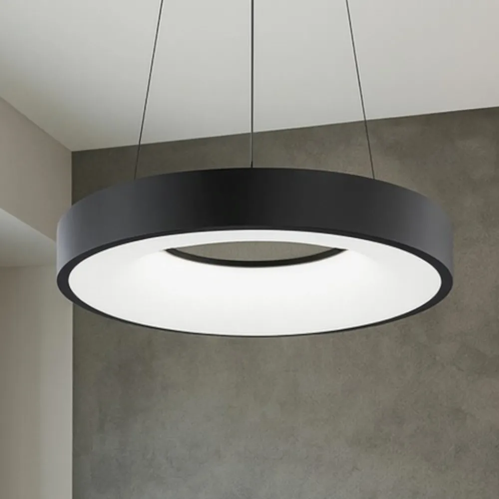Lampadari Moderni-Selezionato da Mazzolaluce Lampadario anello 38 cm nero dimmerabile 3000k led 30w