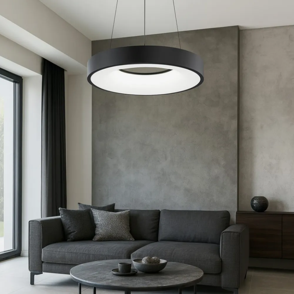Lampadari Moderni-Selezionato da Mazzolaluce Lampadario anello 38 cm nero dimmerabile 3000k led 30w