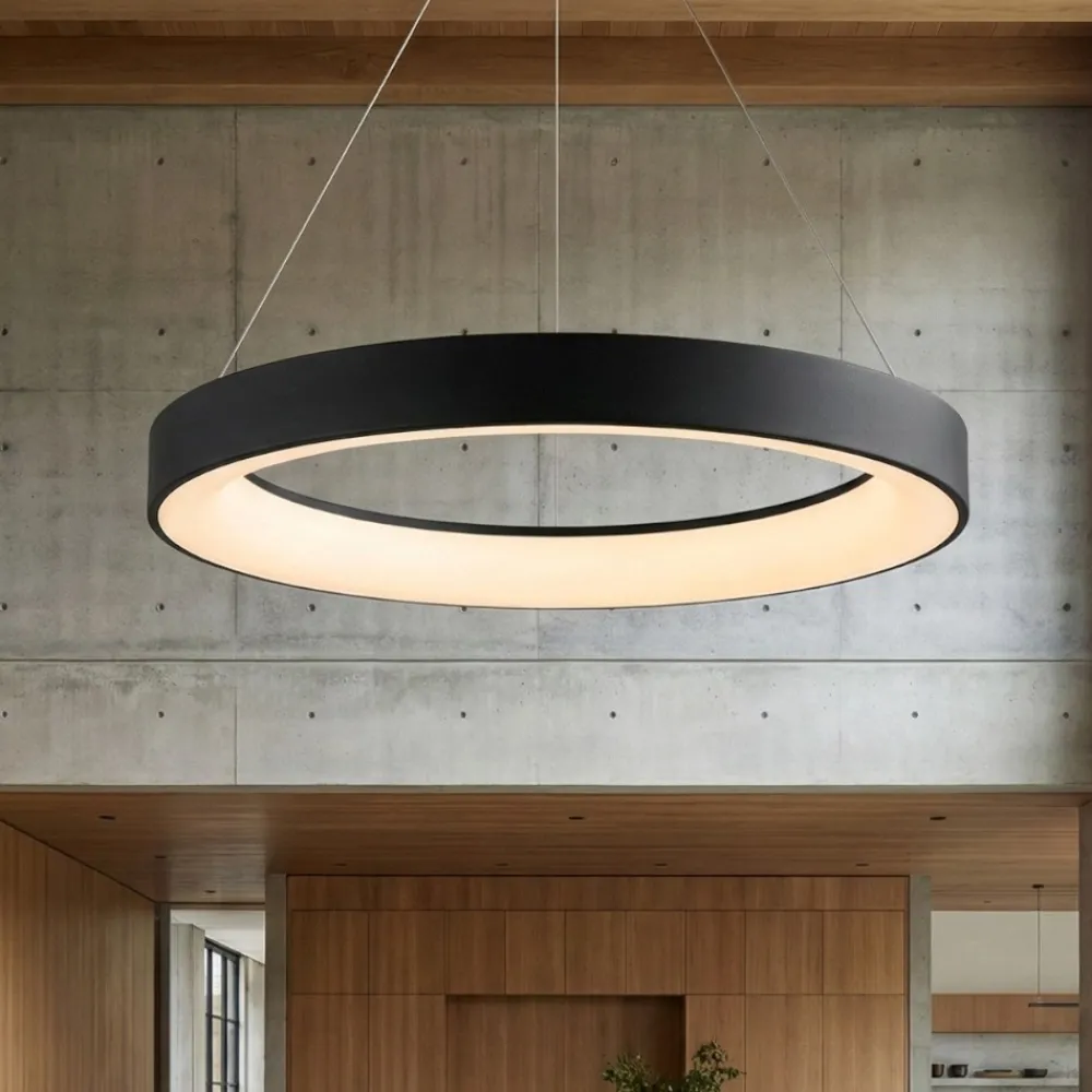 Lampadari Moderni-Selezionato da Mazzolaluce Lampadario anello 50cm nero led 45w 2700k-5000k con telecomando app