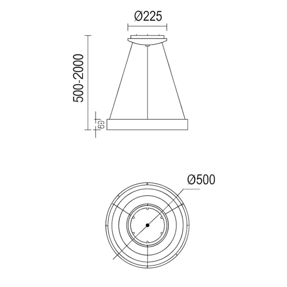 Lampadari Moderni-Selezionato da Mazzolaluce Lampadario anello 50cm nero led 45w 2700k-5000k con telecomando app