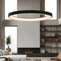 Lampadari Moderni-Selezionato da Mazzolaluce Lampadario anello 65cm nero led 2700k-5000k 50w con telecomando app