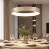 Lampadari Moderni-Selezionato da Mazzolaluce Lampadario anello 38cm oro sabbiato led 30w da 2700k a 5000k con telecomando app