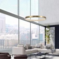 Lampadari Moderni-Selezionato da Mazzolaluce Lampadario anello 65cm ottone led 23w 3000k per salotto