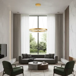 Lampadari Moderni-Selezionato da Mazzolaluce Lampadario anello elegante cristalli led 3000k dimmerabile oro 40cm