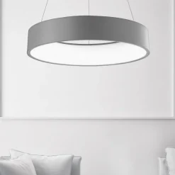 Lampadari Moderni-Selezionato da Mazzolaluce Lampadario anello led 4000k grigio per soggiorno