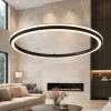 Lampadari Moderni-Selezionato da Mazzolaluce Lampadario anello led nero 75cm design moderno per soggiorno