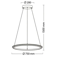 Lampadari Moderni-Selezionato da Mazzolaluce Lampadario anello led nero 75cm design moderno per soggiorno