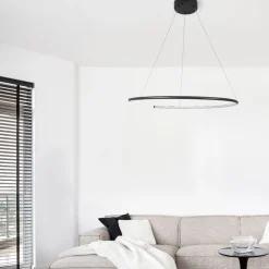 Lampadari Moderni-Selezionato da Mazzolaluce Lampadario anello moderno minimalista nero led 3000k