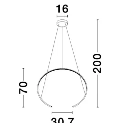 Lampadari Moderni-Selezionato da Mazzolaluce Lampadario anello moderno minimalista nero led 3000k