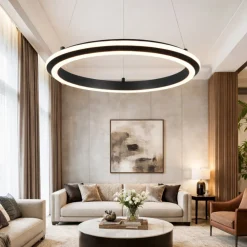 Lampadari Moderni-Selezionato da Mazzolaluce Lampadario anello nero 45cm design moderno led dimmerabile 2300k-4000k