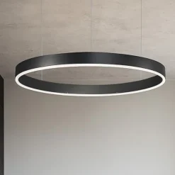Lampadari Moderni-Selezionato da Mazzolaluce Lampadario anello nero 100cm led 60w 3000k dimmerabile