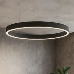 Lampadari Moderni-Selezionato da Mazzolaluce Lampadario anello nero 80cm led 48w 3000k dimmerabile