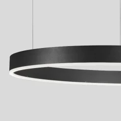 Lampadari Moderni-Selezionato da Mazzolaluce Lampadario anello nero 80cm led 48w 3000k dimmerabile