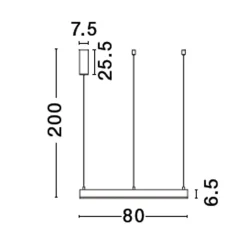 Lampadari Moderni-Selezionato da Mazzolaluce Lampadario anello nero 80cm led 48w 3000k dimmerabile
