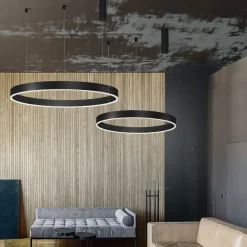 Lampadari Moderni-Selezionato da Mazzolaluce Lampadario anello nero 60cm led 40w 3000k