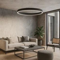 Lampadari Moderni-Selezionato da Mazzolaluce Lampadario anello nero 60cm led 40w 3000k