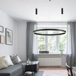 Lampadari Moderni-Selezionato da Mazzolaluce Lampadario anello nero 120cm led 72w 2700k a 6000k dimmerabile