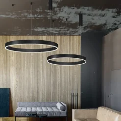 Lampadari Moderni-Selezionato da Mazzolaluce Lampadario anello nero 80cm led 50w 2700k a 6000k dimmerabile