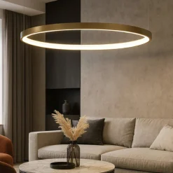Lampadari Moderni-Selezionato da Mazzolaluce Lampadario anello ottone anticato led 3000k 108 cm