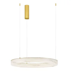 Lampadari Moderni-Selezionato da Mazzolaluce Lampadario anello pietra effetto alabastro parti oro per soggiorno