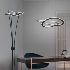 Lampadari Moderni-Selezionato da Mazzolaluce Lampadario antracite led 52w 3000k dimmerabile per soggiorno moderno
