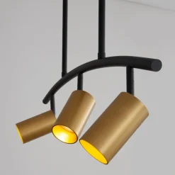 Lampadari Cucina-Selezionato da Mazzolaluce Lampadario a soffitto da cucina nero oro con luci orientabili