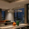 Lampadari Moderni-Selezionato da Mazzolaluce Lampadario a sospensione anello nickel led 2700k-3000k-4000k biemissione