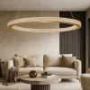 Lampadari Moderni-Selezionato da Mazzolaluce Lampadario a sospensione anello 80cm oro per salone contemporaneo