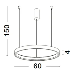 Lampadari Moderni-Selezionato da Mazzolaluce Lampadario a sospensione anello nero 40w 3000k dimmerabile per soggiorno