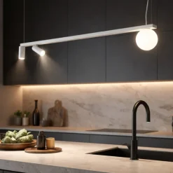 Lampadari Cucina-Selezionato da Mazzolaluce Lampadario a sospensione bianco per isola penisola cucina moderna
