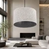 Lampadari Moderni-Selezionato da Mazzolaluce Lampadario a sospensione cilindro di tessuto bianco nero